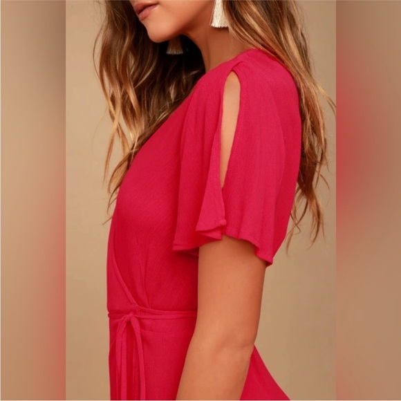 Lulu’s Red Wrap Maxi Dress - Picture 4 of 6